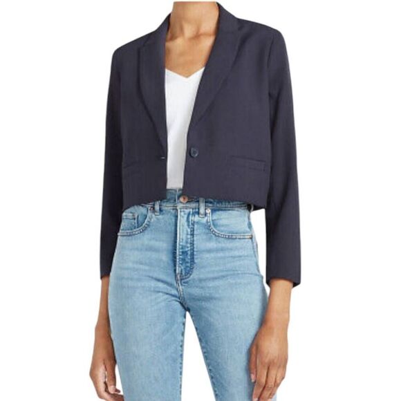 EXPRESS BLACK CROP 1 BUTTON BLAZER SZ.M EUC. - Picture 1 of 8